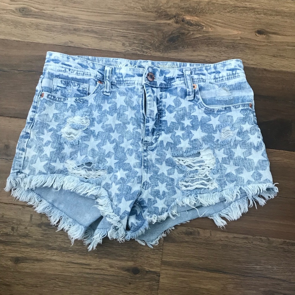 American flag high waisted jean shorts